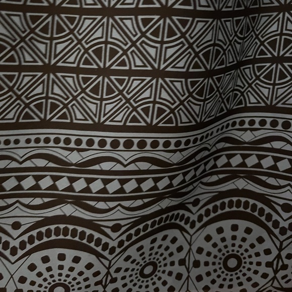 Ann Taylor LOFT Slate Blue & Black Geometric Print Shift Dress w/Scalloped Hem - Picture 9 of 15